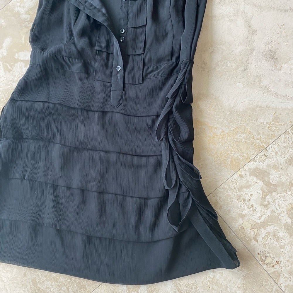 Little Black Dress Sleeveless with buttons and ruffles - size 7 / Medium - Picture 3 of 7
